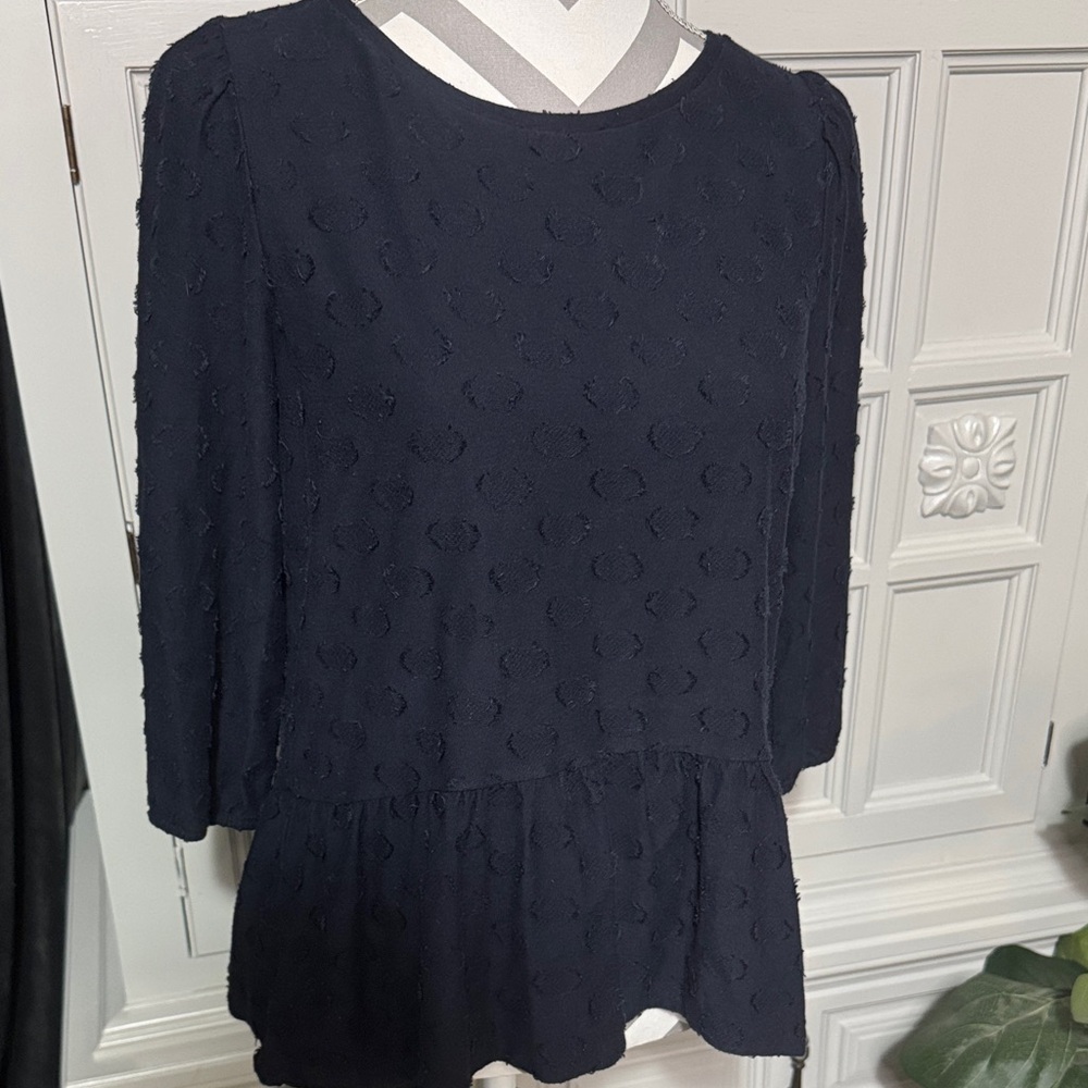 Loft Navy Blue Women's Peplum Top Size Small